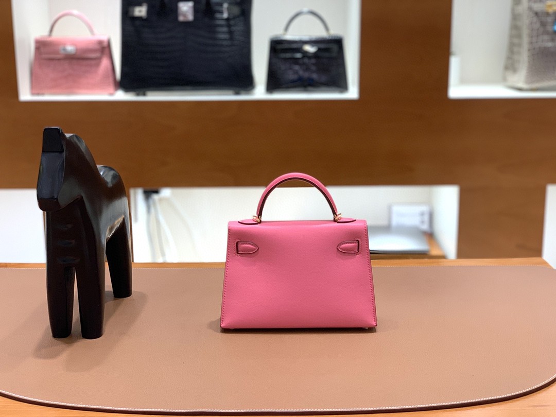 Hermès（爱马仕）minikelly 迷你凯莉 Swift 8w唇膏粉 19cm 金扣