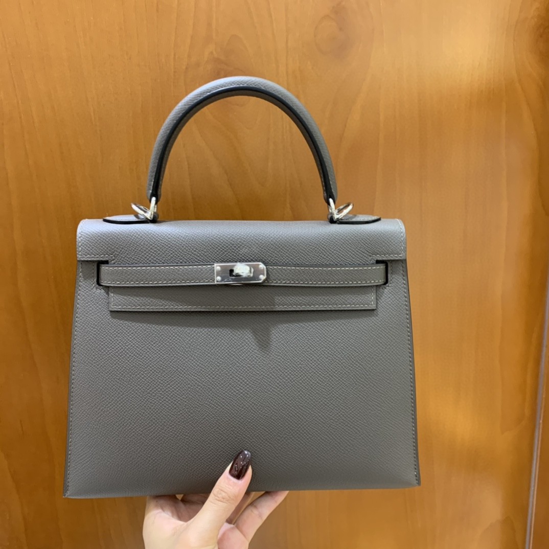 Hermès（爱马仕）Kelly 凯莉包 epsom 锡器灰 银扣 25cm