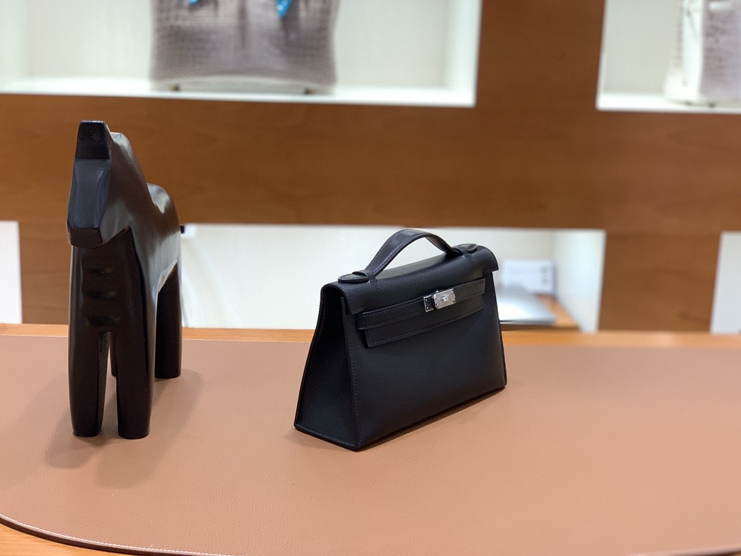 Hermès（爱马仕）mini Kelly 迷你凯莉 swift 黑色 银扣 22