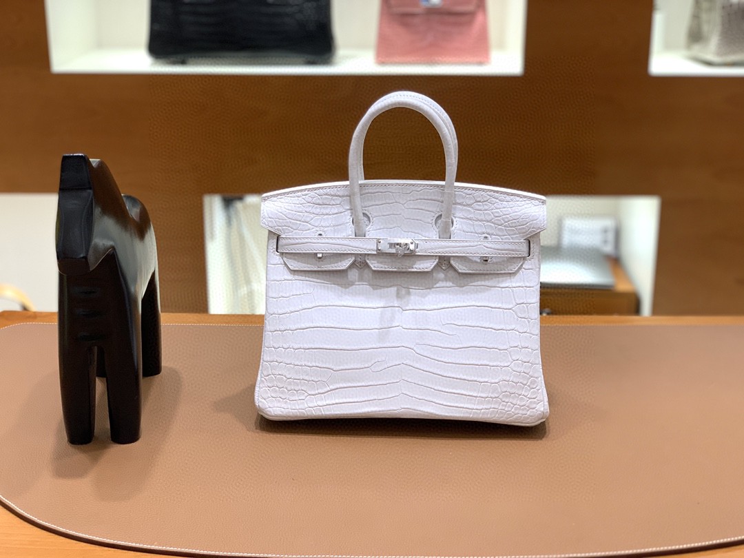 Hermès（爱马仕）Birkin 铂金包 雾面尼罗鳄 纯白 银扣 25cm