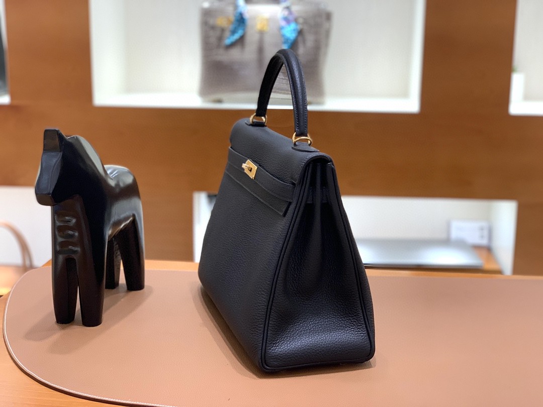 Hermès（爱马仕）Kelly 凯莉包 Togo 黑色 金扣 35cm