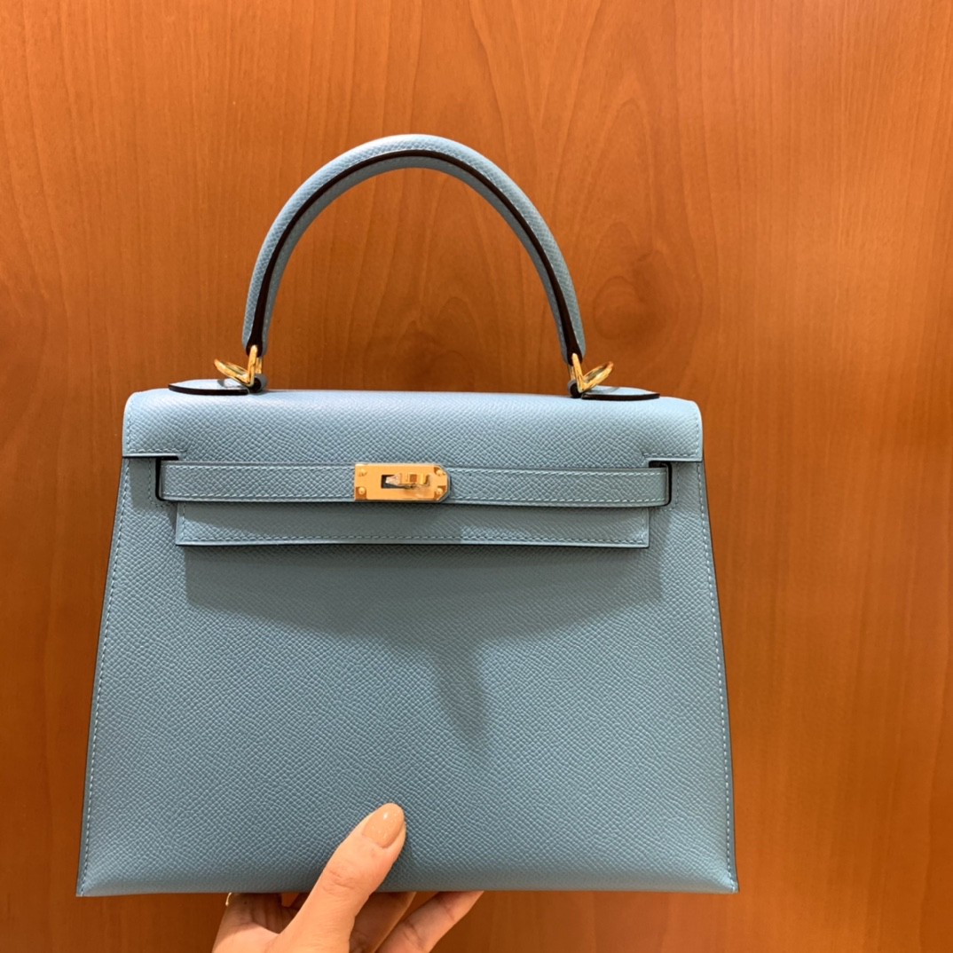Hermès（爱马仕）Kelly 凯莉包 Epsom 北方蓝 金扣 25cm 现货