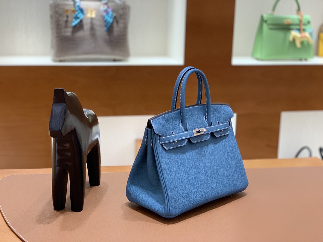 Hermès（爱马仕） Birkin 铂金包 Togo CK75 牛仔蓝 银扣 25cm