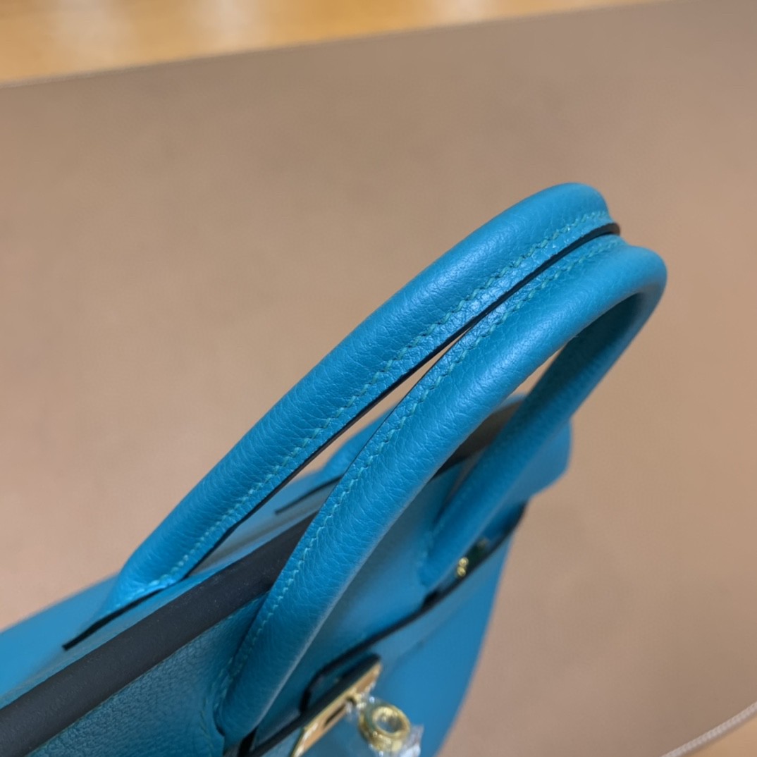 Hermès（爱马仕）Birkin 铂金包 Togo 孔雀蓝 金扣 25cm