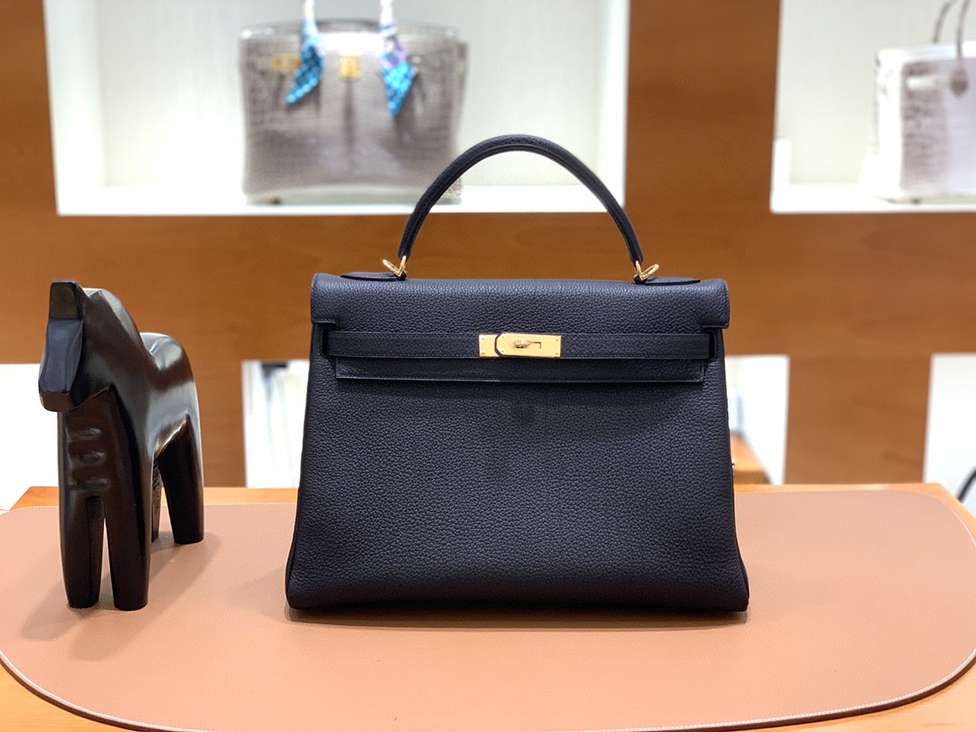 Hermès（爱马仕）Kelly 凯莉包 Togo 黑色 金扣 35cm
