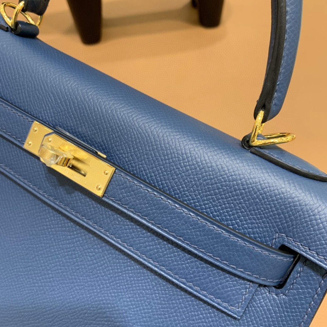 Hermès（爱马仕）Kelly 凯莉包 Epsom 深邃蓝 金扣 25cm