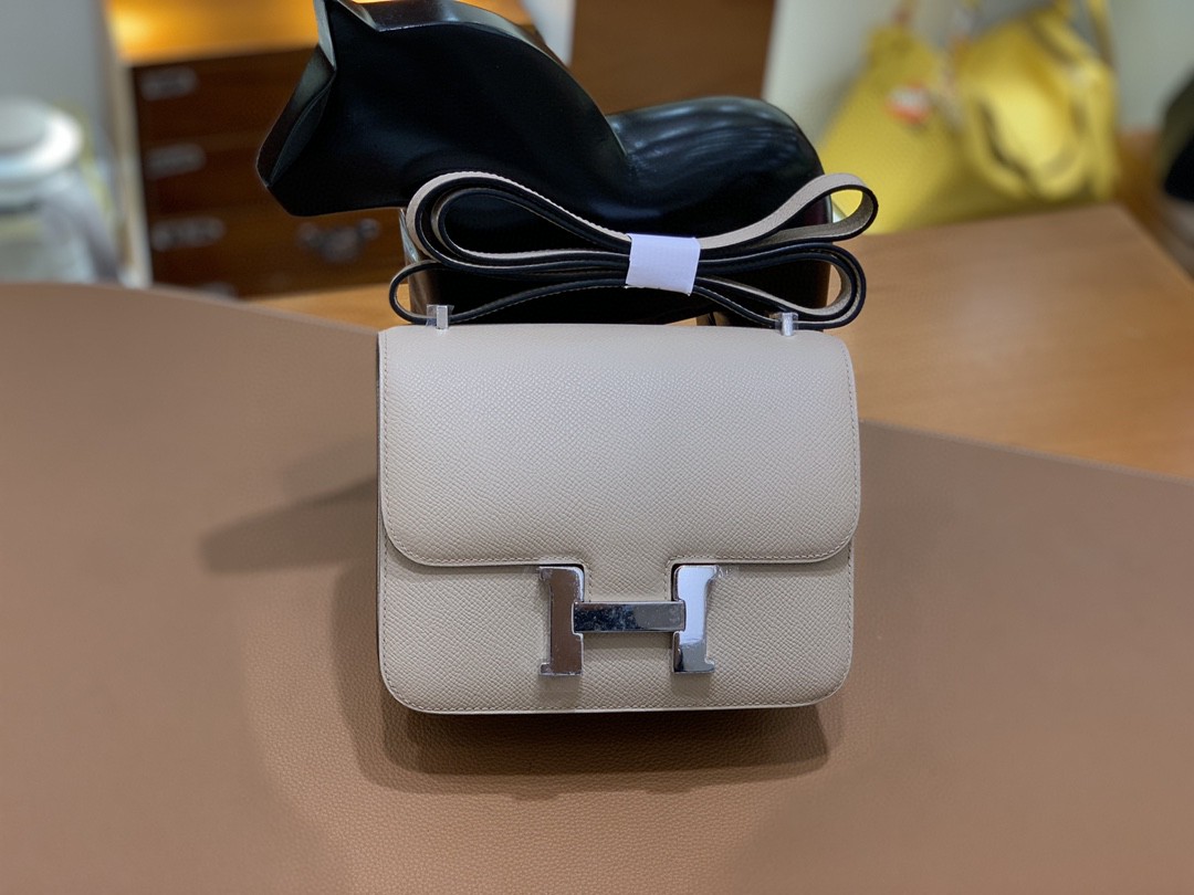 Hermès（爱马仕）Constance 空姐包 Epsom 斑鸠灰 19cm 银扣