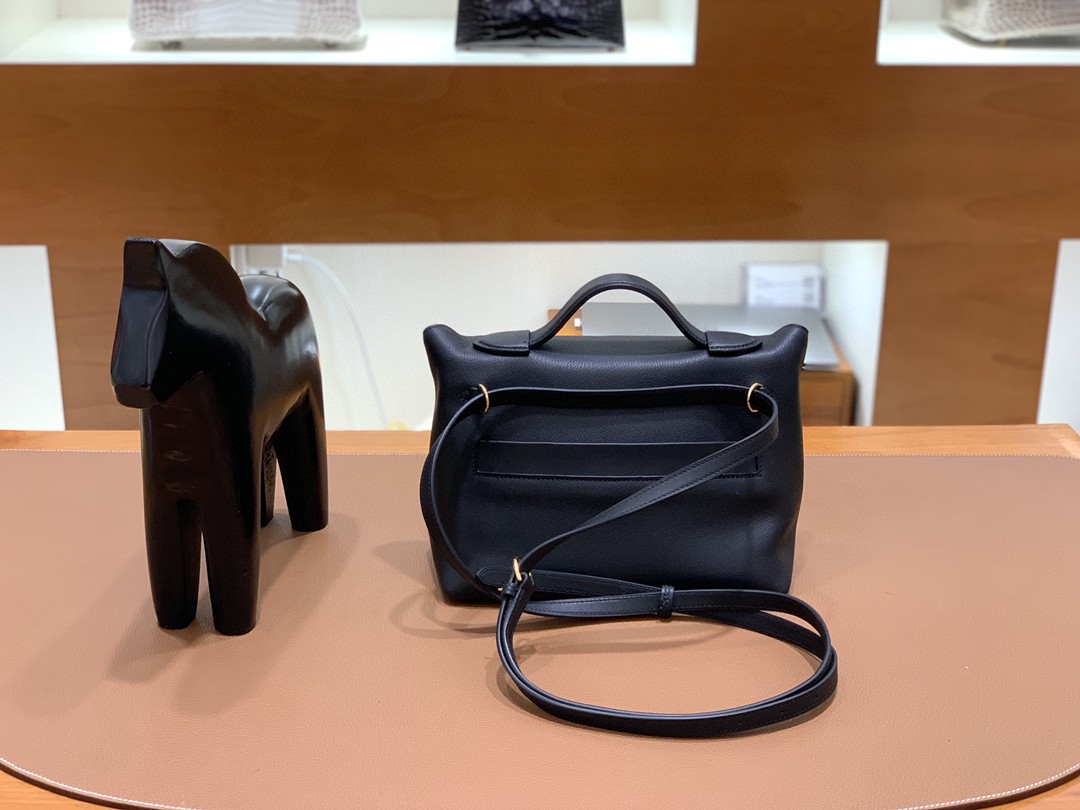 Hermès（爱马仕）mini 2424 黑色 togo拼swift皮 金扣 现货