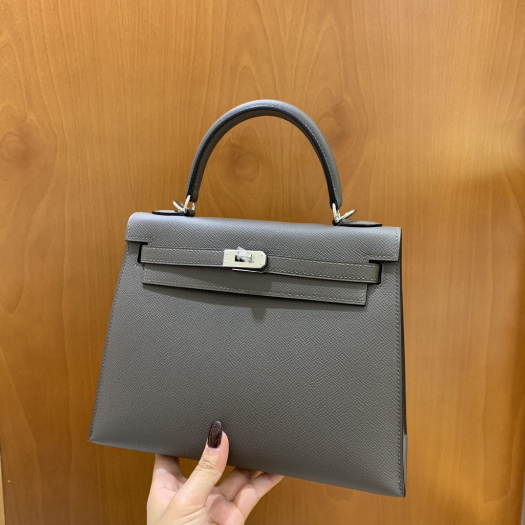 Hermès（爱马仕）Kelly 凯莉包 epsom 锡器灰 银扣 25cm