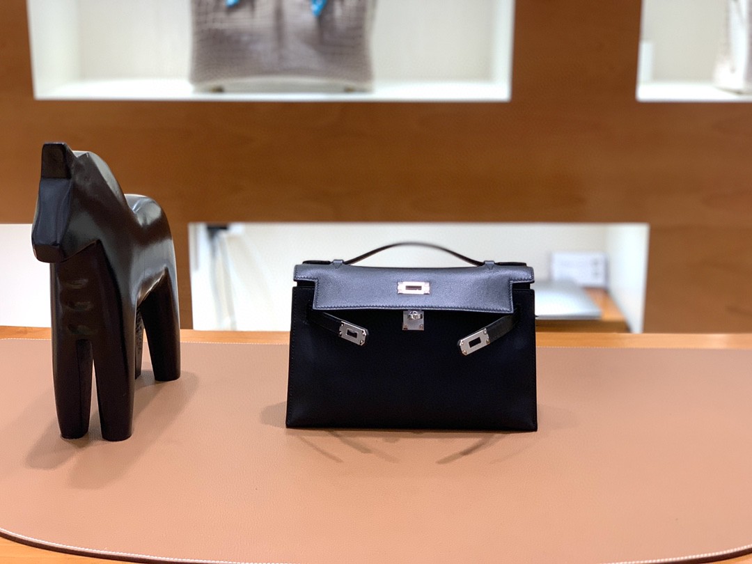 Hermès（爱马仕）mini Kelly 迷你凯莉 swift 黑色 银扣 22
