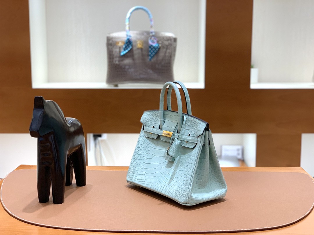 Hermès（爱马仕） Birkin 铂金包 雾面美洲鳄 薄荷绿 金扣 25cm
