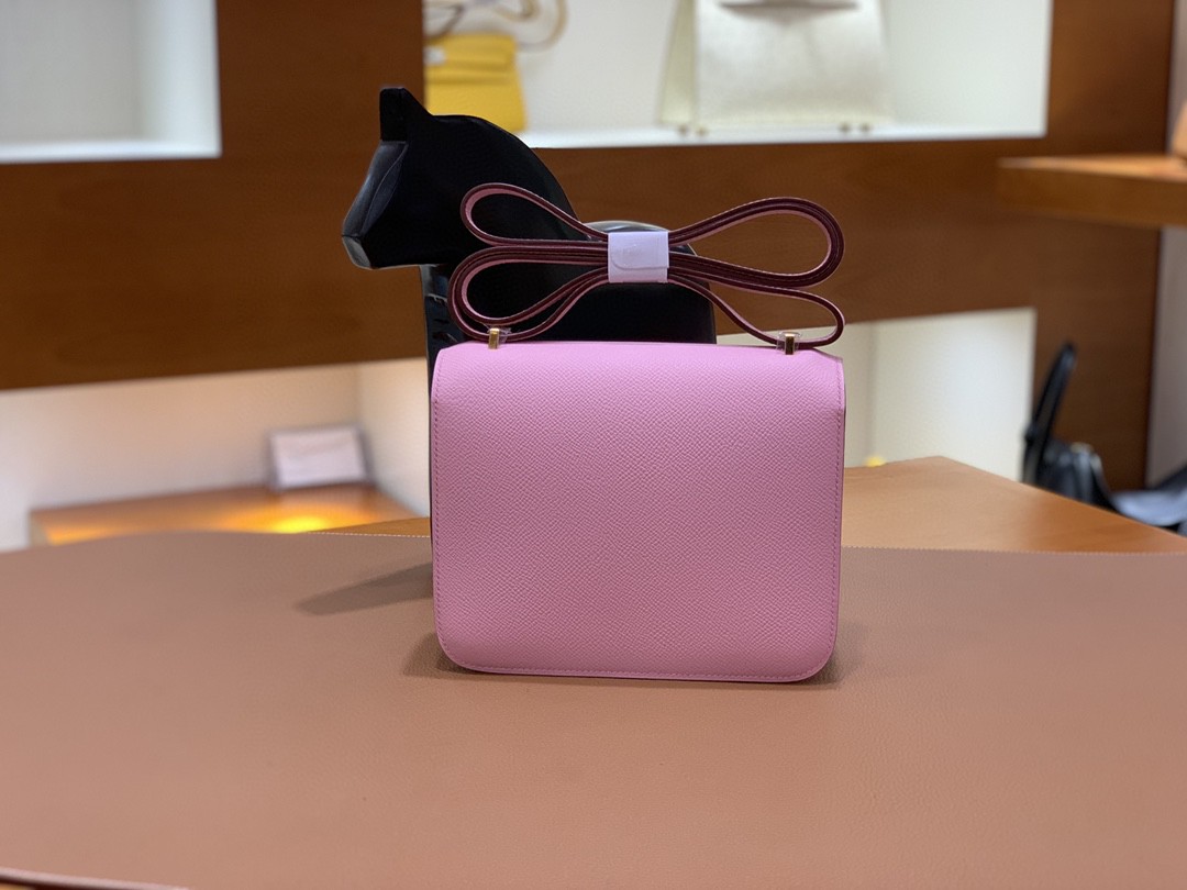 Hermès（爱马仕）Constance 空姐包 Epsom X9锦葵紫 19cm 金扣