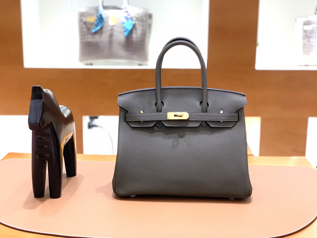 Hermès（爱马仕）Birkin 铂金包 Togo 乌木灰 金扣 30cm
