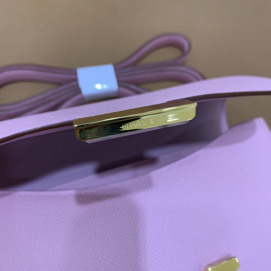 Hermès（爱马仕）Constance 空姐包 Epsom X9锦葵紫 19cm 金扣