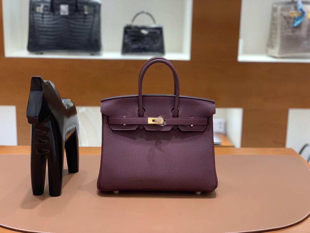 Hermès（爱马仕）Birkin 铂金包 Togo 波尔多酒红 金扣 25cm