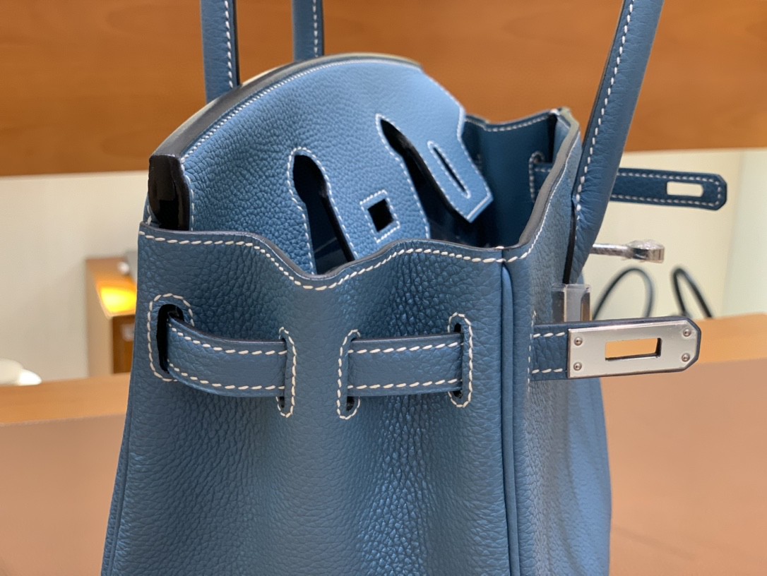 Hermès（爱马仕） Birkin 铂金包 Togo CK75 牛仔蓝 银扣 25cm