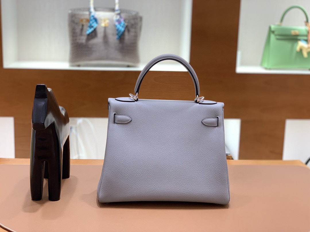 Hermès（爱马仕）Kelly 凯莉包 Togo 海鸥灰 银扣 28cm 现货
