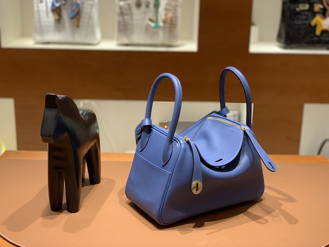 Hermès（爱马仕）Lindy 琳迪包 TC 玛瑙蓝 金扣 26cm