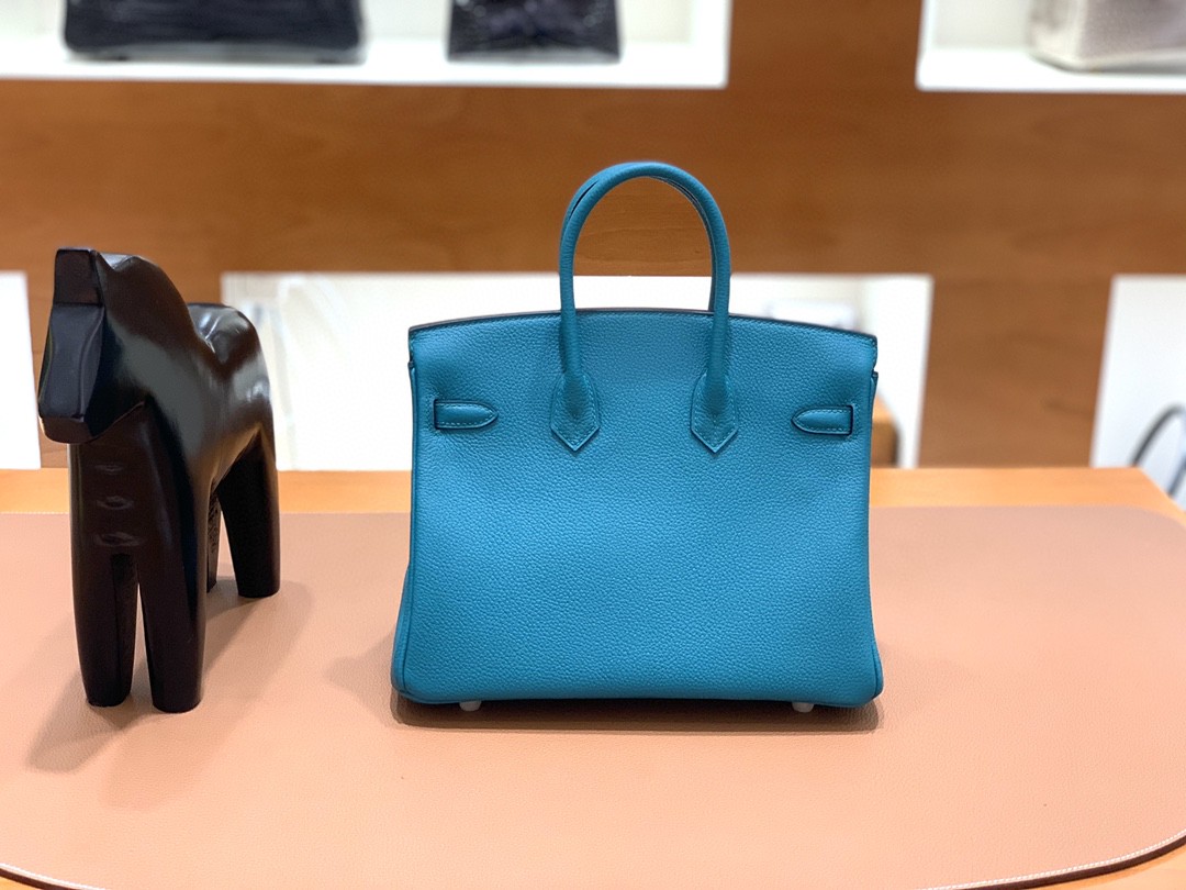 Hermès（爱马仕）Birkin 铂金包 Togo 孔雀蓝 金扣 25cm