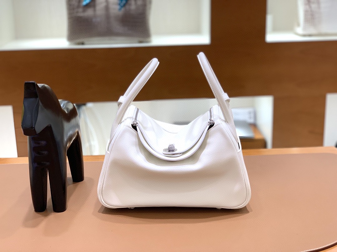 Hermès（爱马仕）Lindy 琳迪包 Evercolor 纯白 银扣 26cm