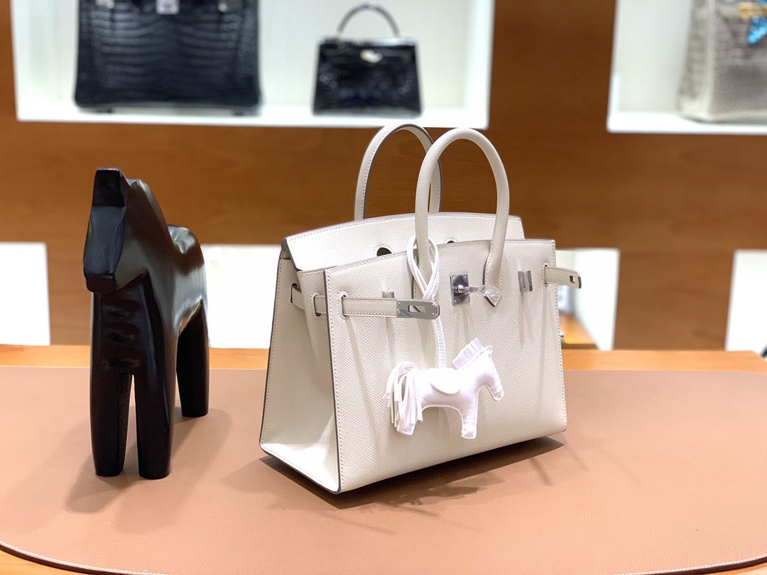 Hermès（爱马仕）Birkin 铂金包 Epsom 奶昔白 银扣 外缝 25cm