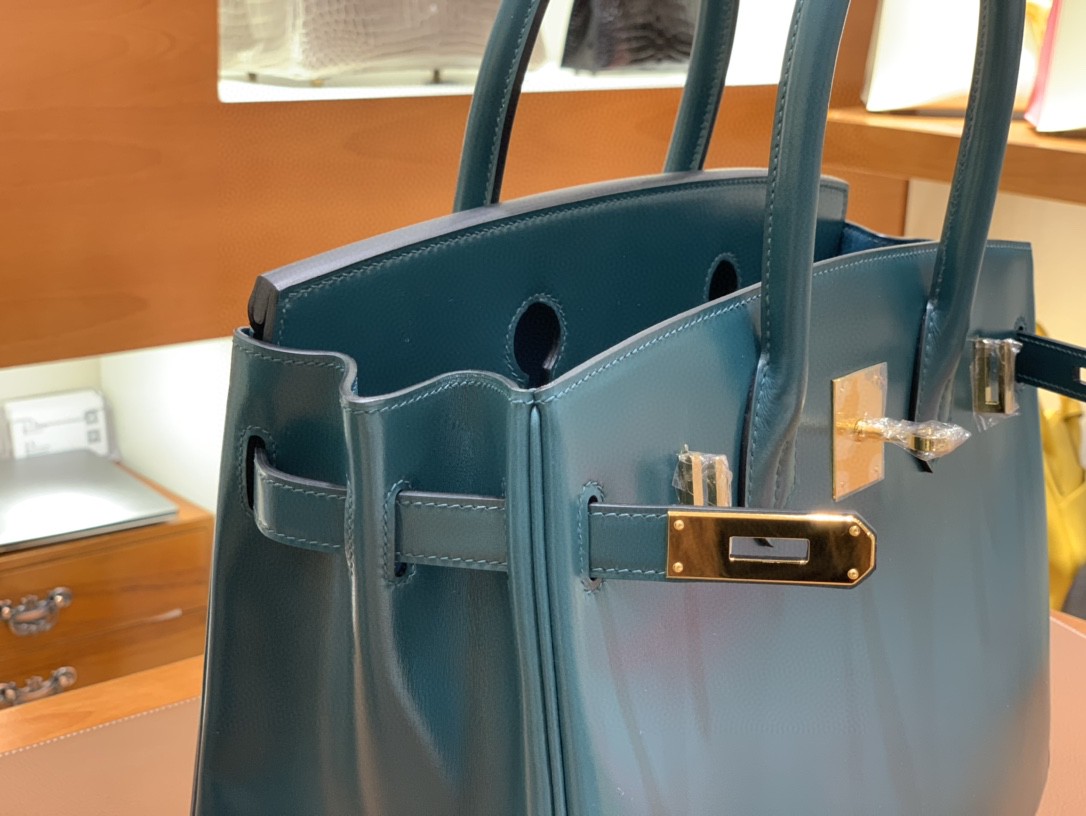 Hermès（爱马仕）Birkin 铂金包 Box皮 英国绿 金扣 30cm