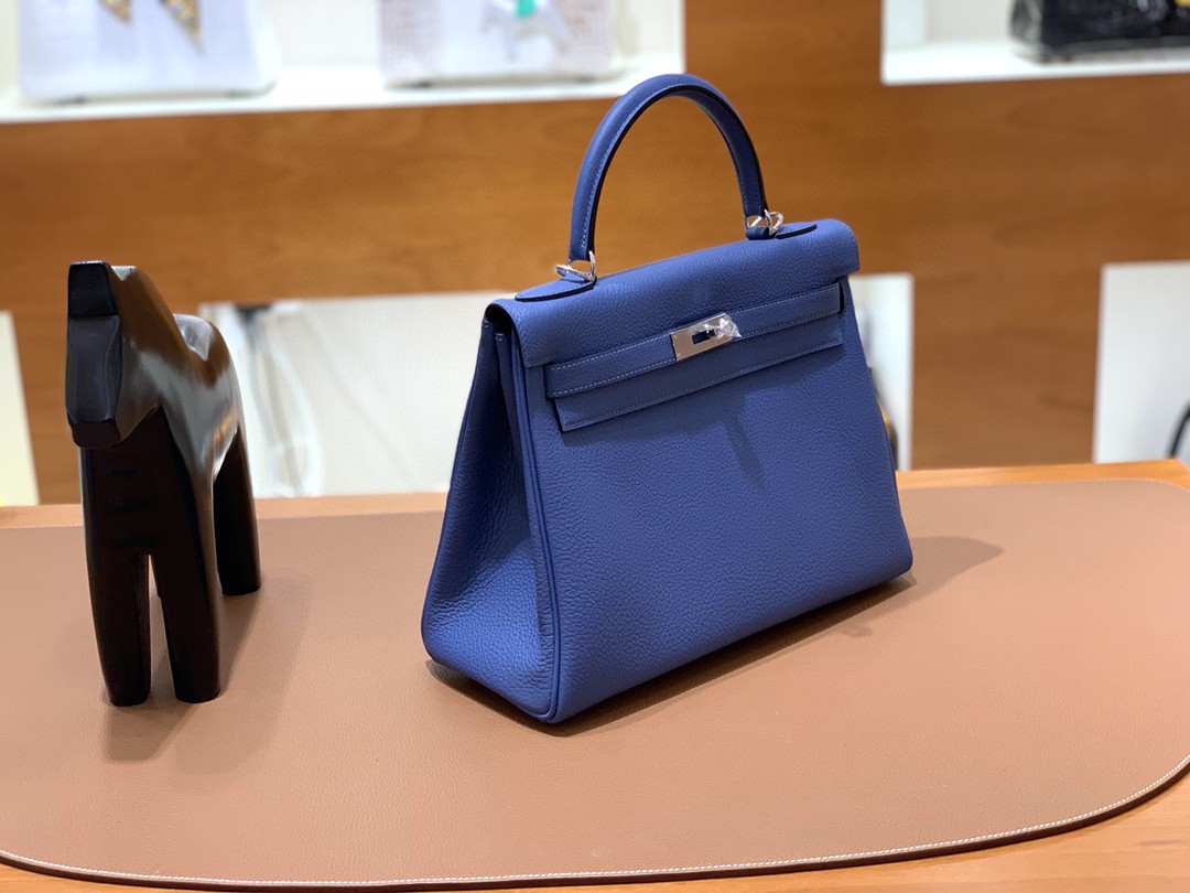 Hermès（爱马仕）kelly 凯莉包 Togo 玛瑙蓝 28cm 银扣