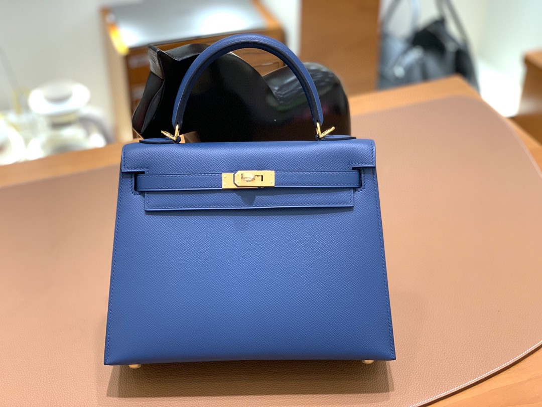 Hermès（爱马仕）Kelly 凯莉包 Epsom 深邃蓝 金扣 25cm
