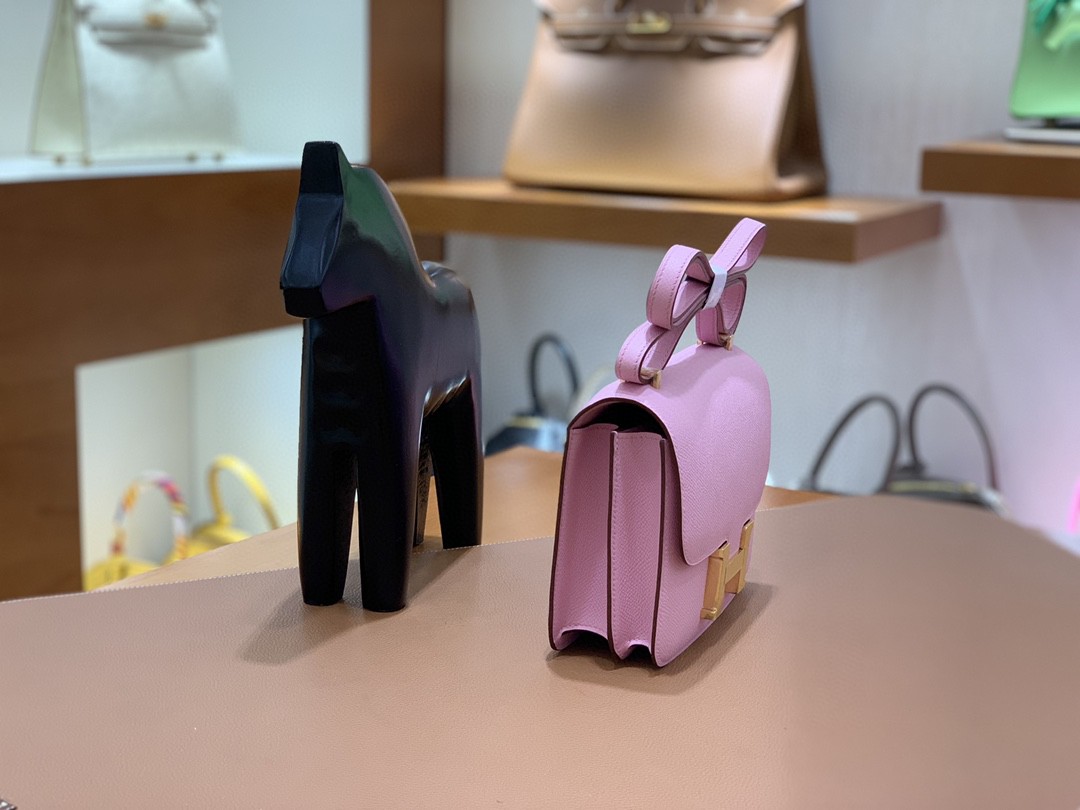 Hermès（爱马仕）Constance 空姐包 Epsom X9锦葵紫 19cm 金扣