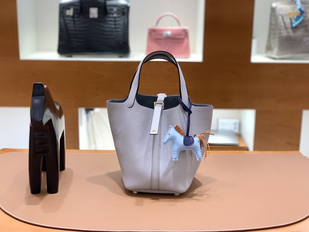 Hermès（爱马仕）Picotin 菜篮包 TC 4Z海鸥灰 18cm 金扣