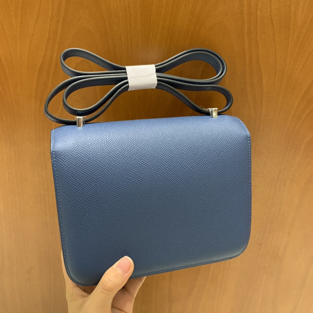 Hermès（爱马仕）Constance 空姐包 Epsom 玛瑙蓝 19cm 银扣