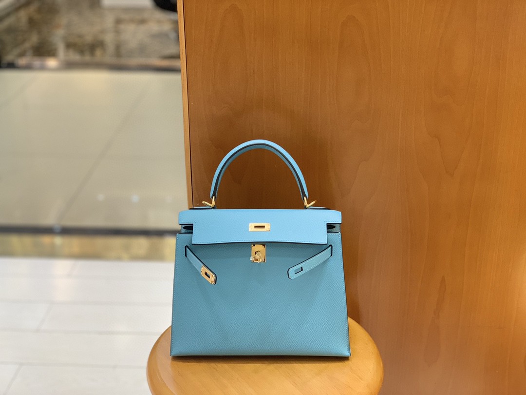Hermès（爱马仕）Kelly 凯莉包 Epsom 北方蓝 金扣 25cm 现货