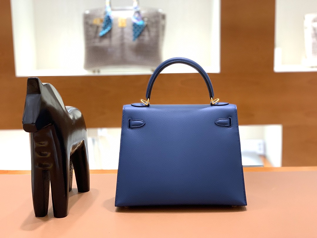 Hermès（爱马仕）Kelly 凯莉包 Epsom 深邃蓝 金扣 25cm