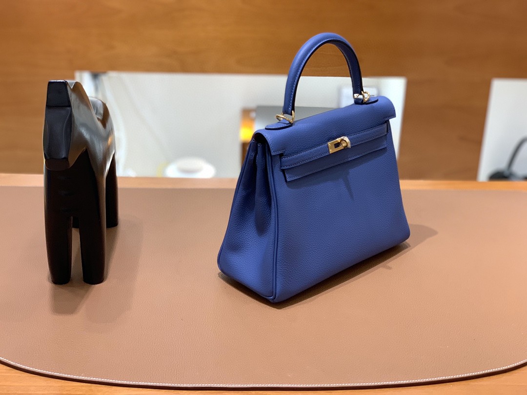 Hermès（爱马仕）kelly 凯莉包 Togo 玛瑙蓝 25cm 金扣