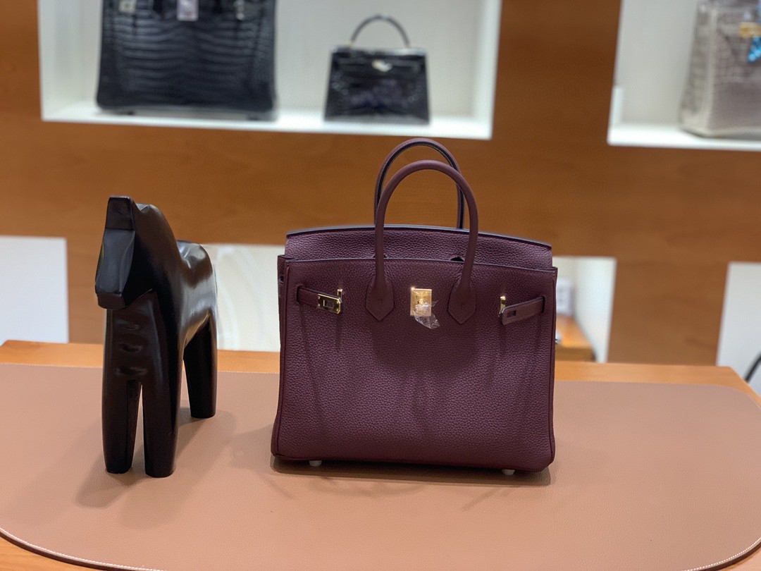 Hermès（爱马仕）Birkin 铂金包 Togo 波尔多酒红 金扣 25cm