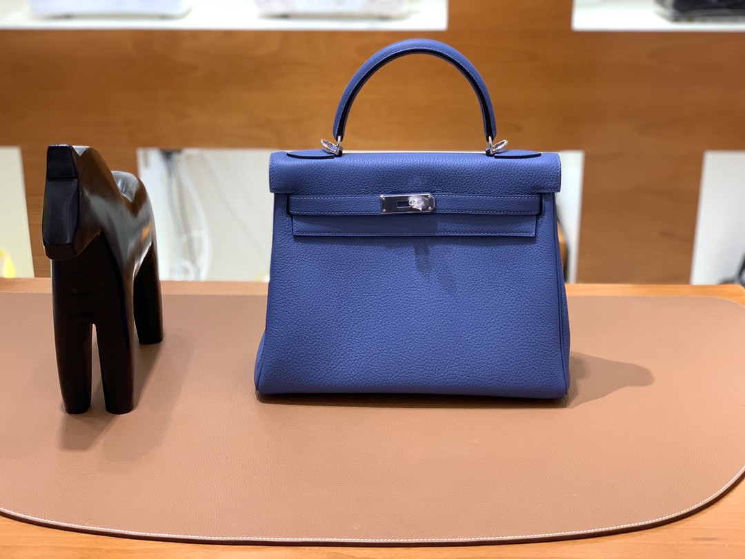 Hermès（爱马仕）kelly 凯莉包 Togo 玛瑙蓝 28cm 银扣