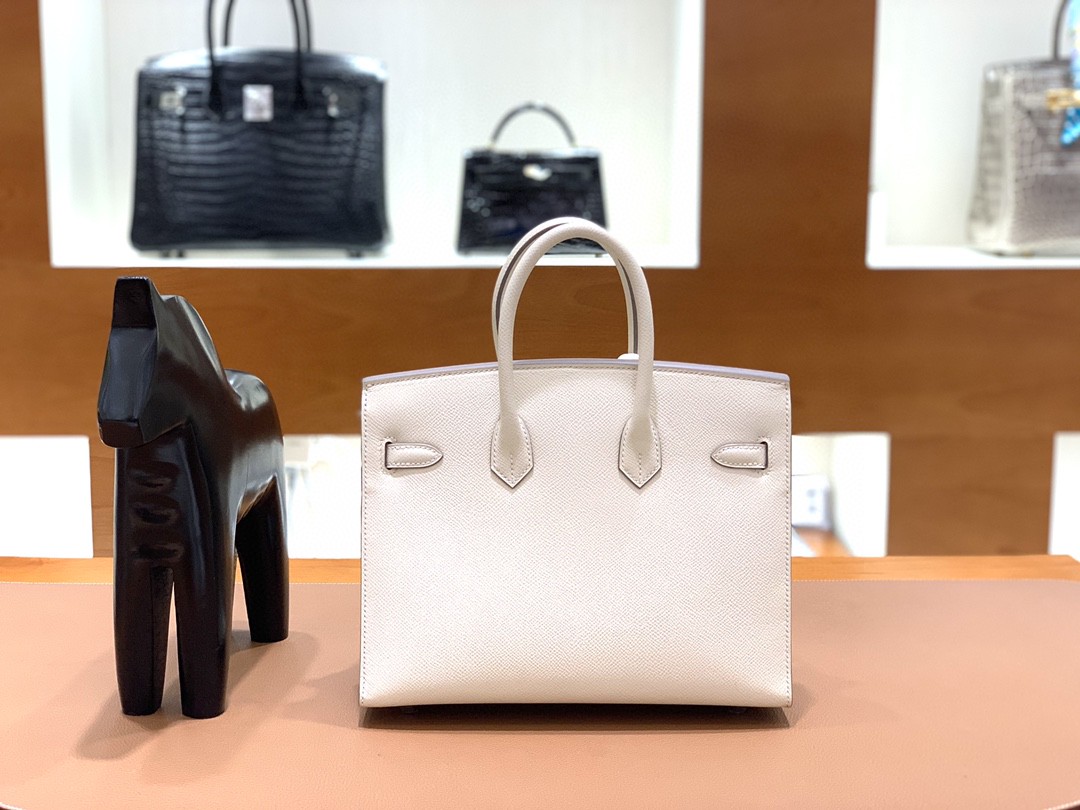 Hermès（爱马仕）Birkin 铂金包 Epsom 奶昔白 银扣 外缝 25cm