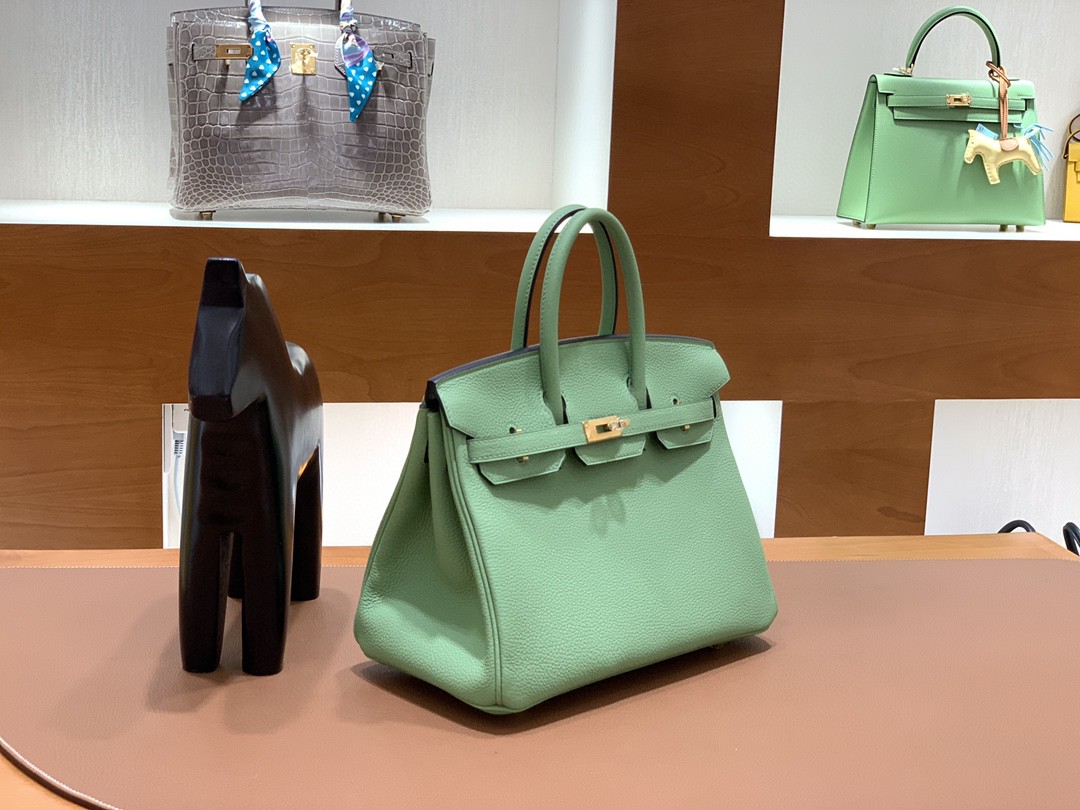Hermès（爱马仕） Birkin 铂金包 Togo 牛油果绿 金扣 25cm