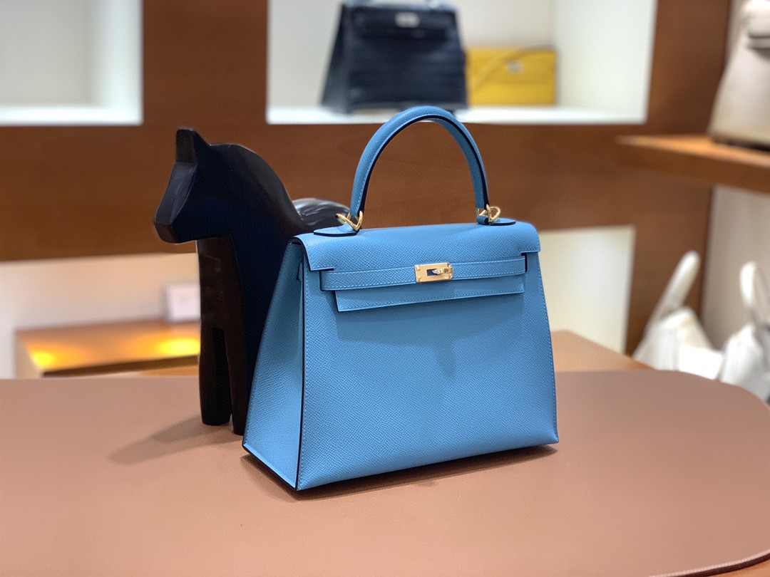 Hermès（爱马仕）Kelly 凯莉包 Epsom 北方蓝 金扣 25cm 现货