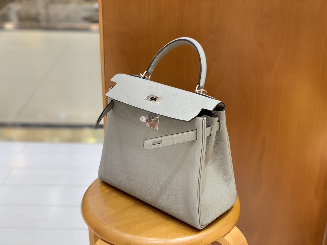 Hermès（爱马仕）Kelly 凯莉包 Togo 海鸥灰 银扣 28cm 现货