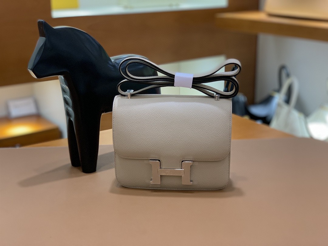 Hermès（爱马仕）Constance 空姐包 Epsom 斑鸠灰 19cm 银扣
