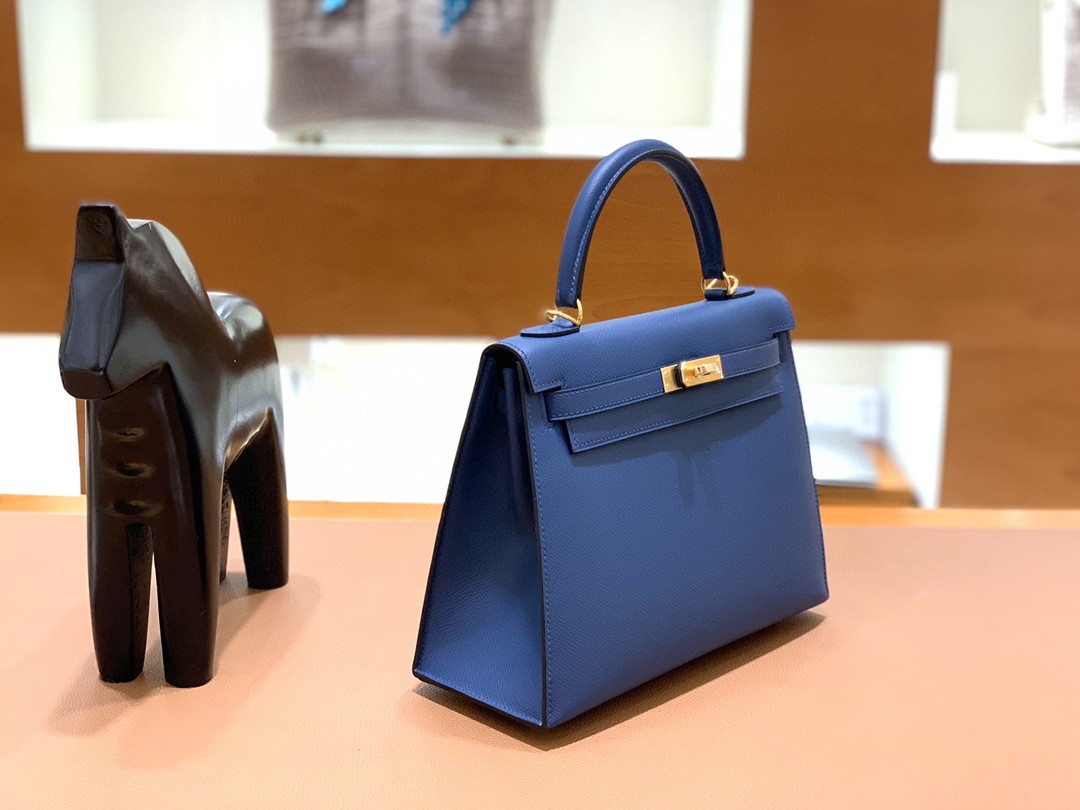 Hermès（爱马仕）Kelly 凯莉包 Epsom 深邃蓝 金扣 25cm