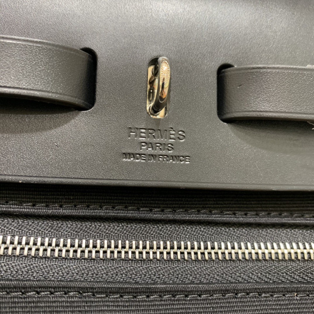 Hermès（爱马仕）herbag Box帆布 黑色 银扣 31cm