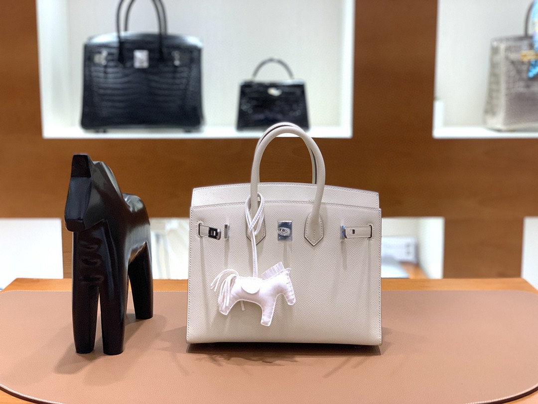 Hermès（爱马仕）Birkin 铂金包 Epsom 奶昔白 银扣 外缝 25cm