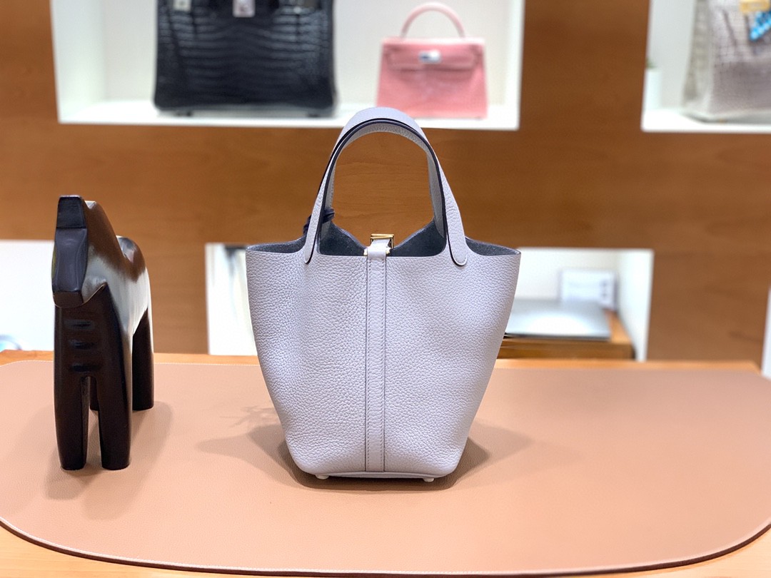 Hermès（爱马仕）Picotin 菜篮包 TC 4Z海鸥灰 18cm 金扣