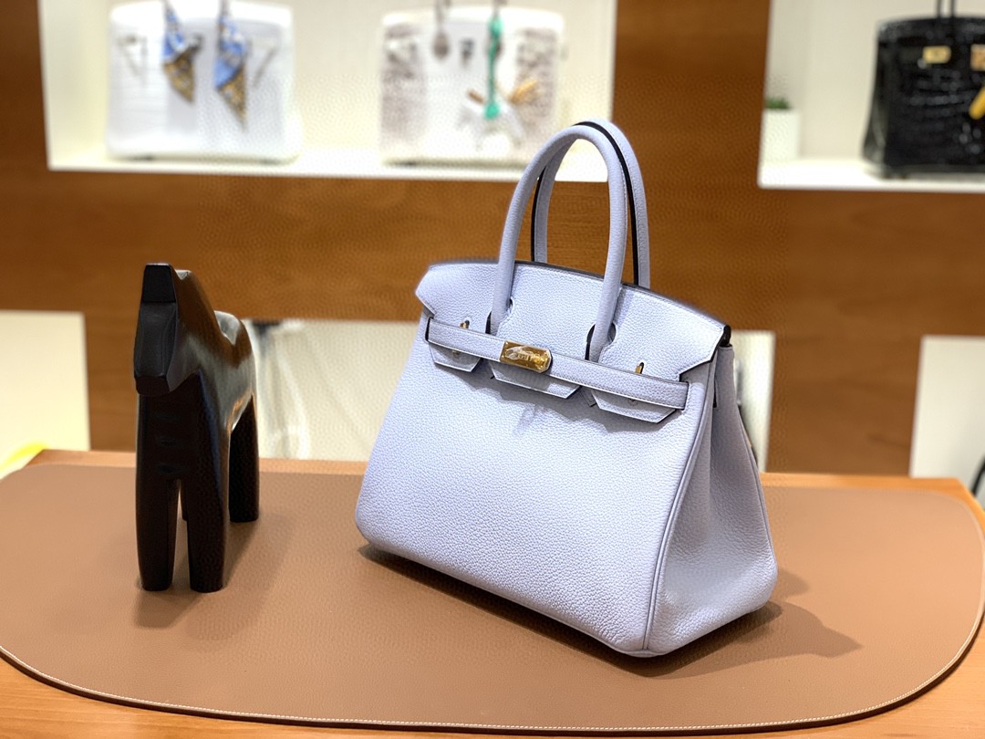 Hermès（爱马仕）Birkin 铂金包 Togo T0 雾蓝 金扣 30cm