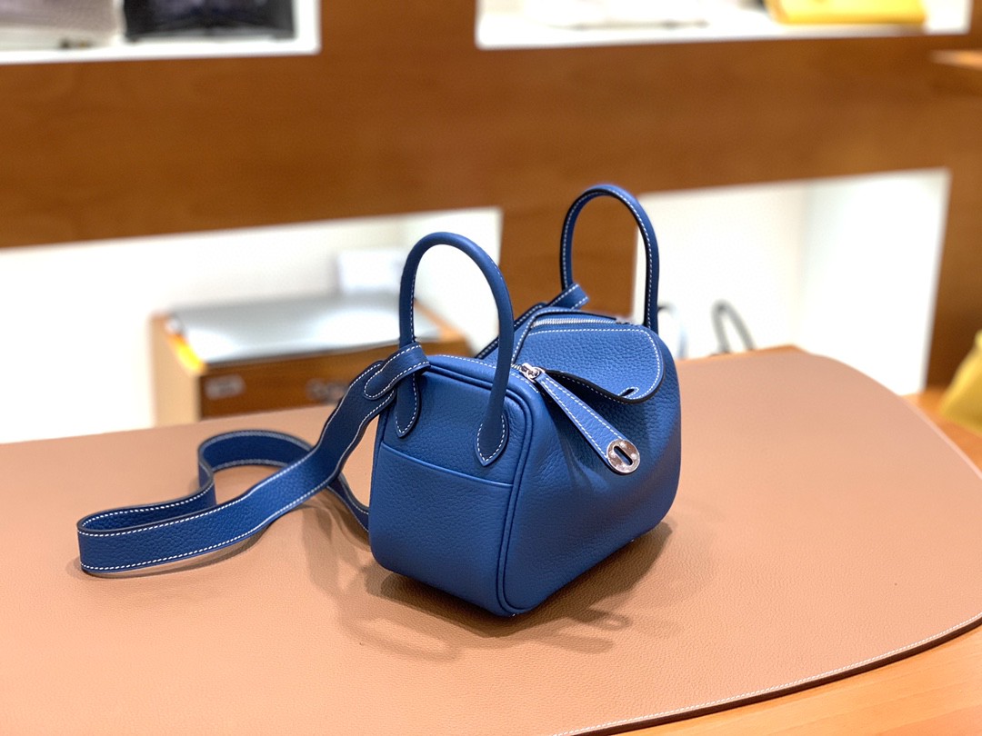 Hermès（爱马仕）minilindy 迷你琳迪包 TC 牛仔蓝 银扣