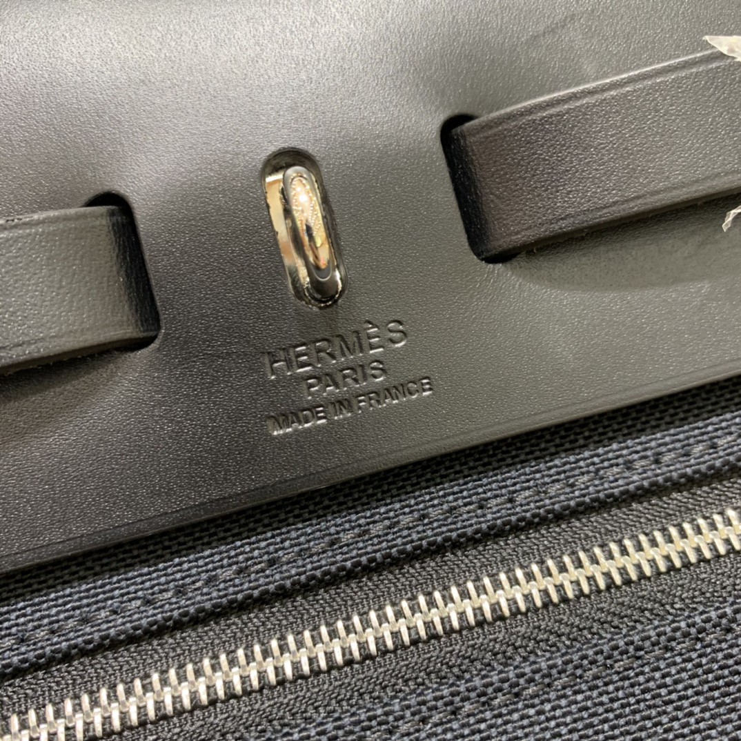 Hermès（爱马仕）herbag Box帆布 黑色 内缝 银扣 31cm