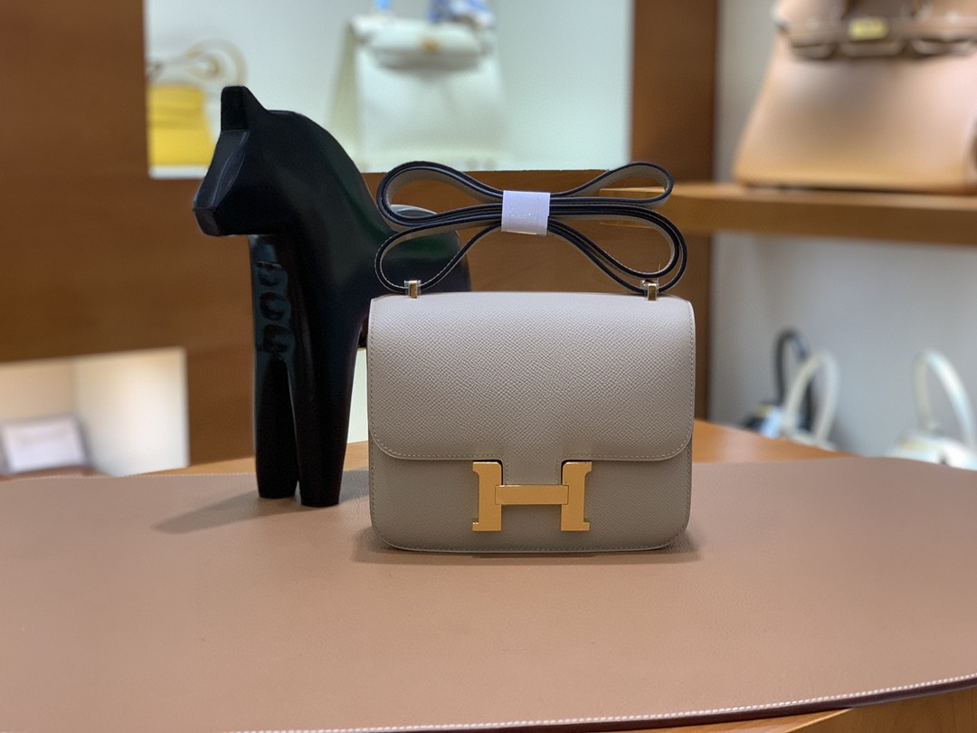 Hermès（爱马仕）Constance 空姐包 Epsom 斑鸠灰 19cm 金扣