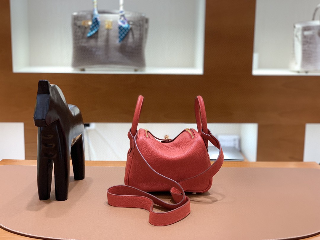 Hermès（爱马仕）minilindy 迷你琳迪 TC 番茄红 金扣